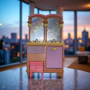 Vintage Fisher Price Loving Family Dollhouse Bathroom Vanity Double Sink B20